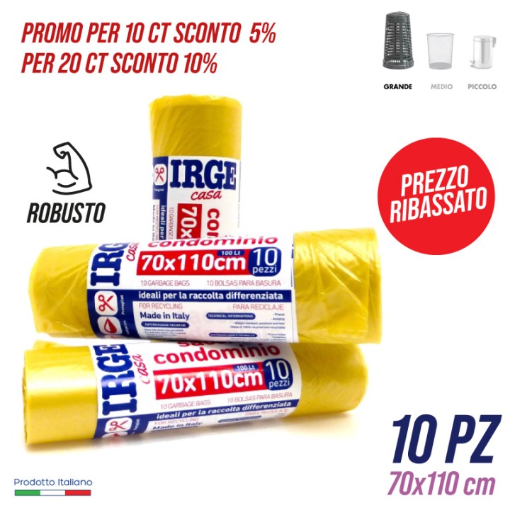 CFR SACCO PATT.10PZ 70X110cm 100L GIALLO