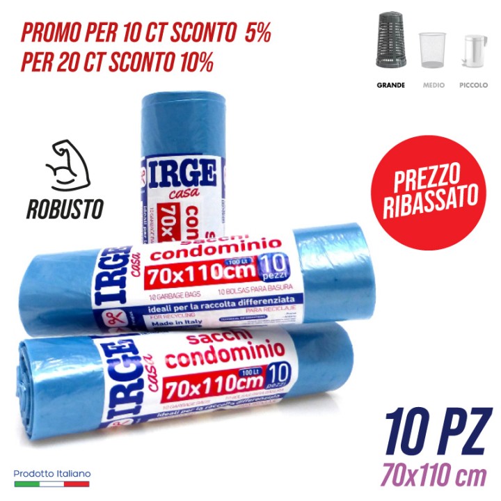 CFO SACCO PATT.10PZ 70X110cm 100L AZZURR