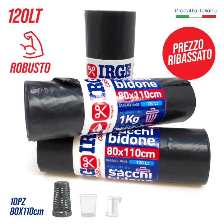 CDF SACCHI BIDON.10PZ 80X110cm 120L NERI