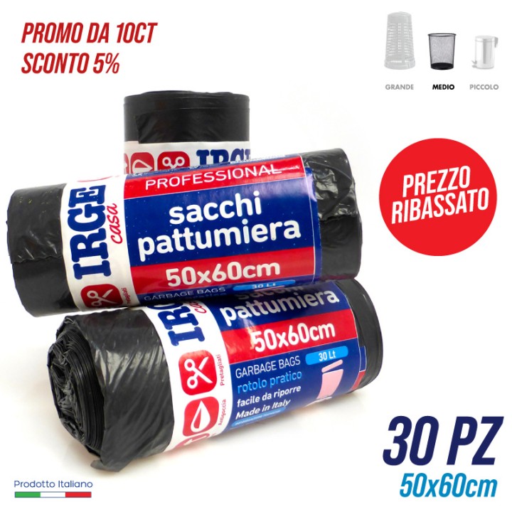 CDO SACCHI PATT.30PZ 50X60cm 30LT NERI