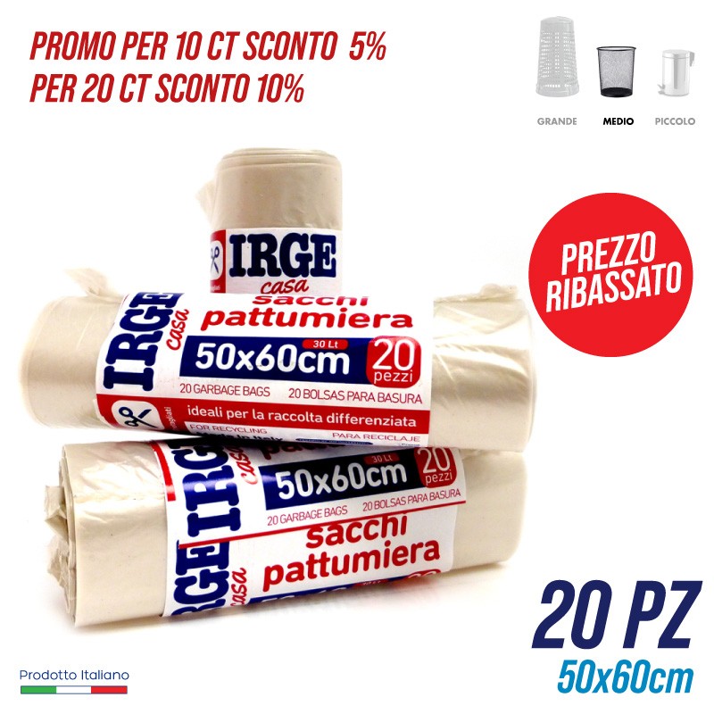 CDT SACCHI PATT.20PZ 50X60 TRASP. 30LT 30 LT