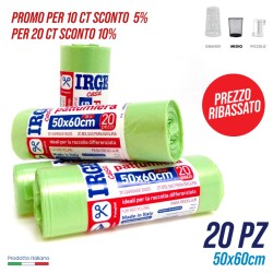 CDV SACCHI PATT.20PZ 50X60 VERDE 30LT