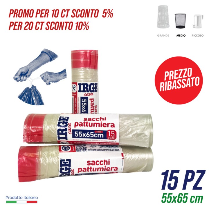 CFI SACCO PATT.15PZ 55X65 40L C/MAN TRAS