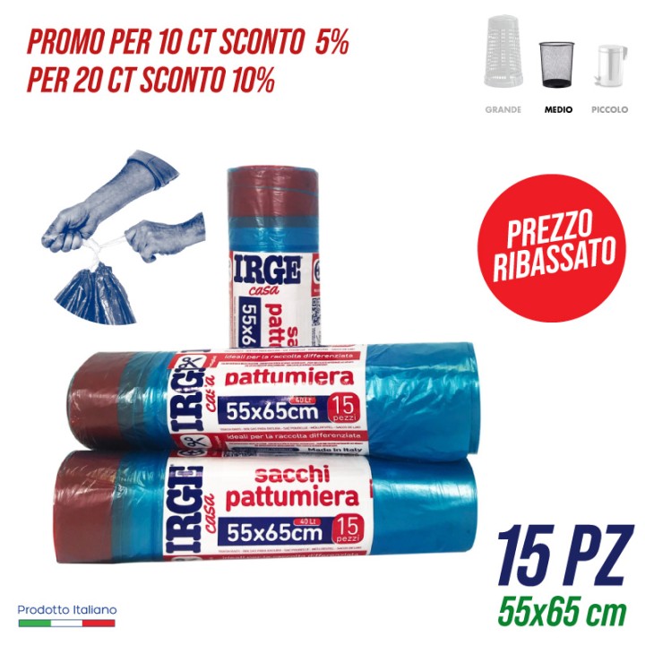 CFE SACCO PATT.15PZ 55X65 40L C/MAN AZZ