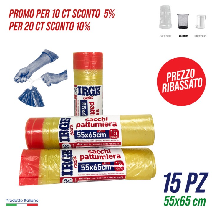CFG SACCO PATT.15PZ 55X65 40L C/MAN GIAL