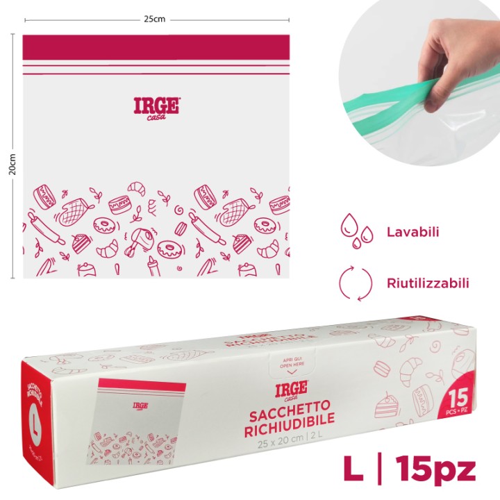 BIC SACCHI DOPPIA ZIP 25X20 15PZ BOX