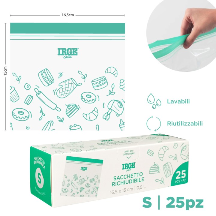 BIA SACCHI DOPPIA ZIP 16.5X15 25PZ BOX