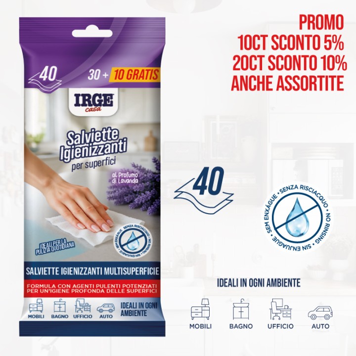 ABL SALVIETTE SUPERFICI 40PZ LAVANDA