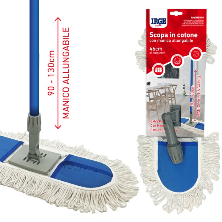 BNA SCOPA COTONE CON MANICO ALLUNGABILE 90-135 CM