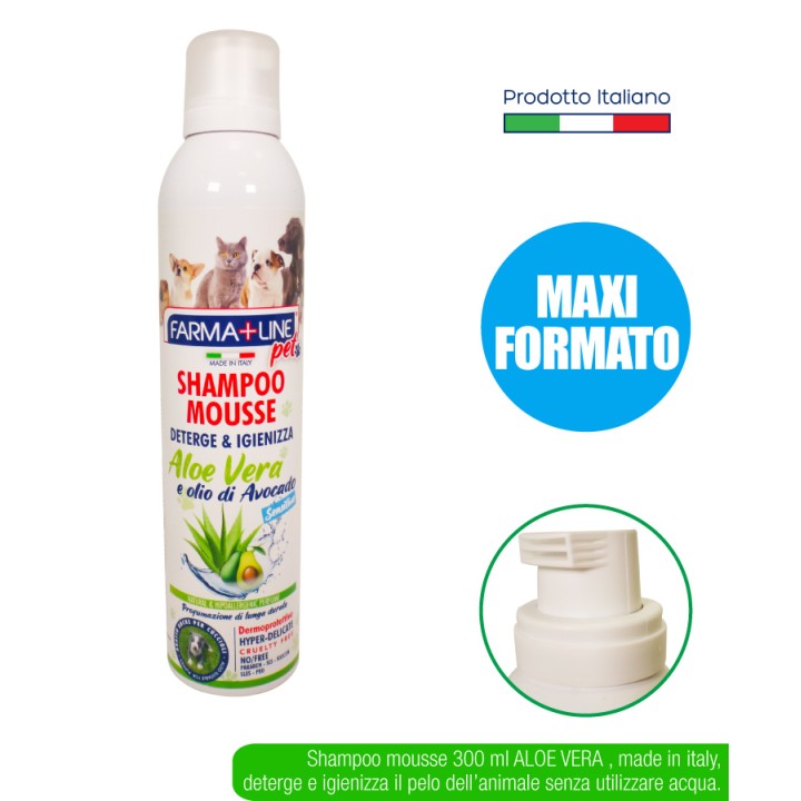 ADK SHAMPO MOUSSE 300 ML PET SENS.ALOE CON OLIO DI AVOCADO