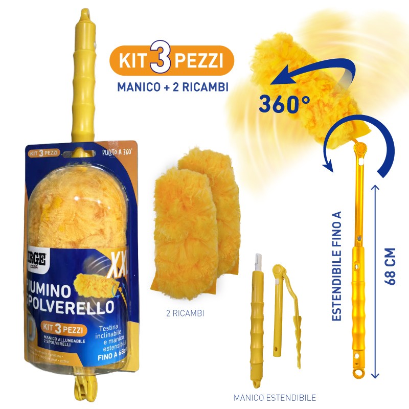ADH PIUMINO SPOLV.3D KIT3PZ MANICO 68CM