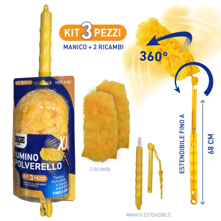 ADH PIUMINO SPOLV.3D KIT3PZ MANICO 68CM