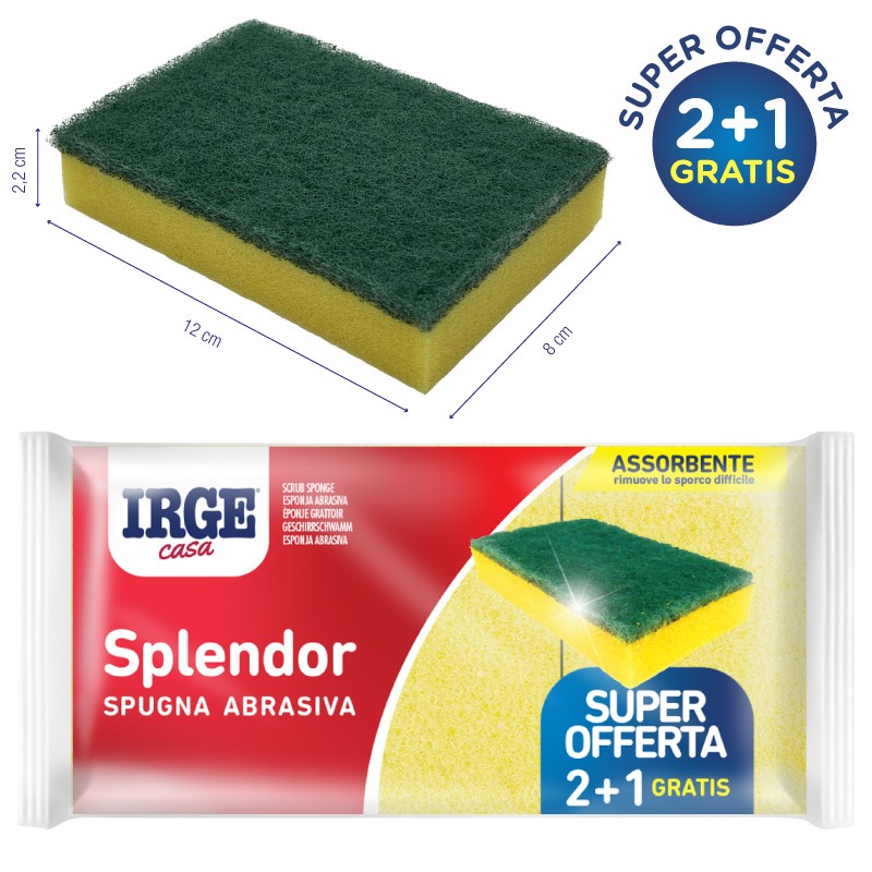 AFO SPUGNA SPLENDOR ABRAS. 12X8X2.5 3PZ