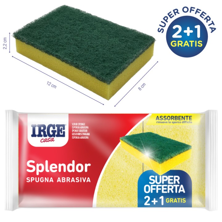 AFO SPUGNA SPLENDOR ABRAS. 12X8X2.5 3PZ