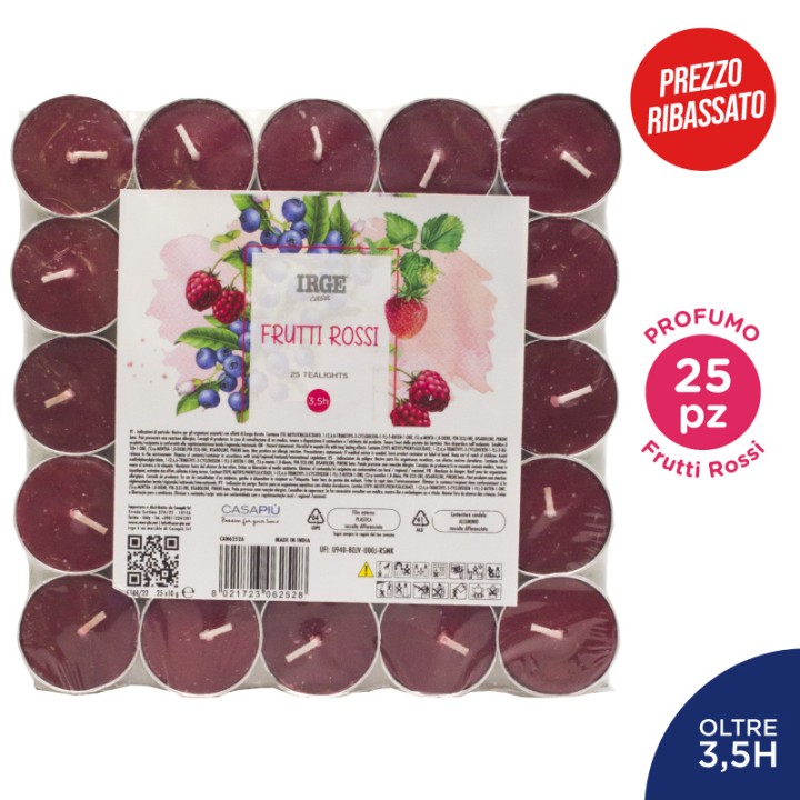 FBV CANDELA 25 TEALIGHTS FRUTTI ROSSI