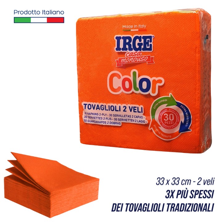 CDC TOVAGLIOLO 2V 33X33 ARANCIONE 30PZ