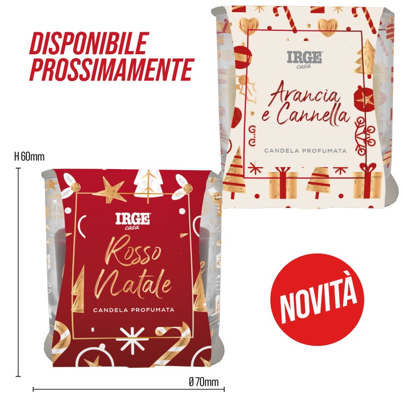 BRA CANDELA PROF BICCHIERIN 70GR NATALE ARANCIA E CANNELLA + ROSSO NAT