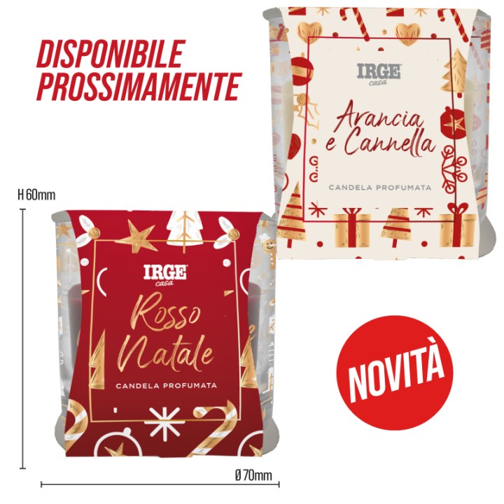 BRA CANDELA PROF BICCHIERIN 70GR NATALE ARANCIA E CANNELLA + ROSSO NAT