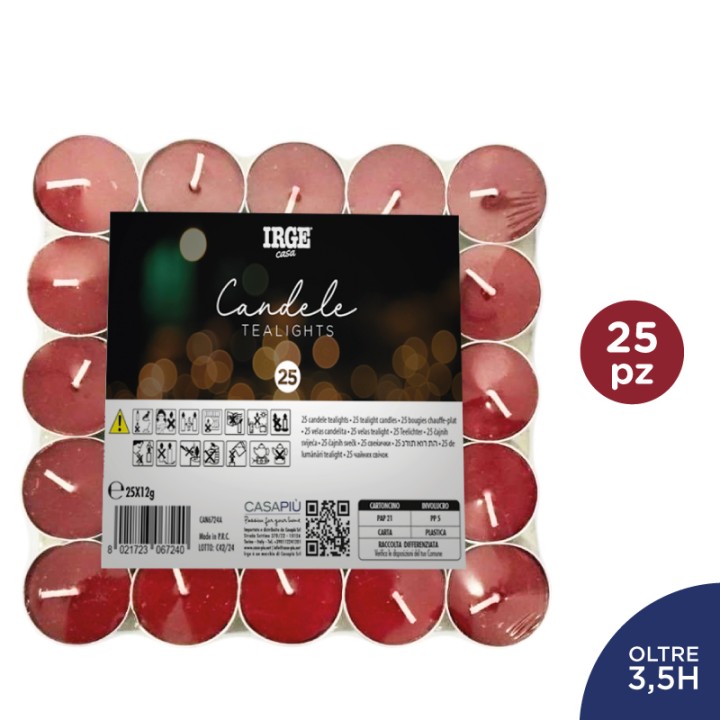 BNA CANDELA 25 TEALIGHTS ROSSE