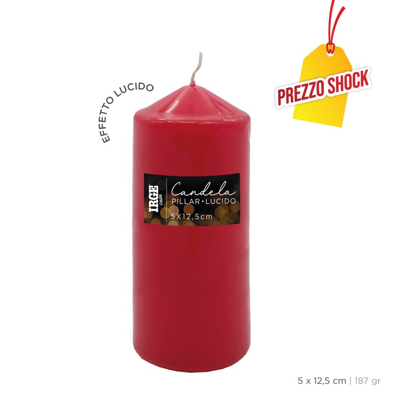 BEA CANDELA PILLAR ROSSO LUCIDO 5X12.5CM
