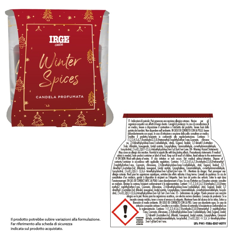BSA CANDELA PROF BICCHIERIN 70GR NATALE WINTER SPICES+GINGER BREAD