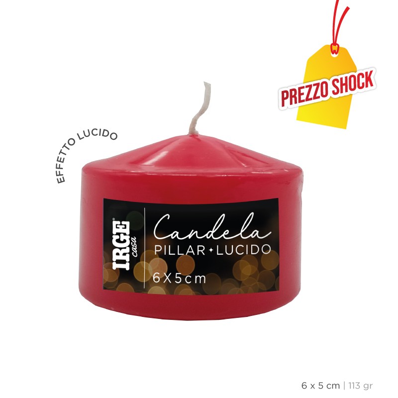 BHA CANDELA PILLAR ROSSO LUCIDO 6X5 CM