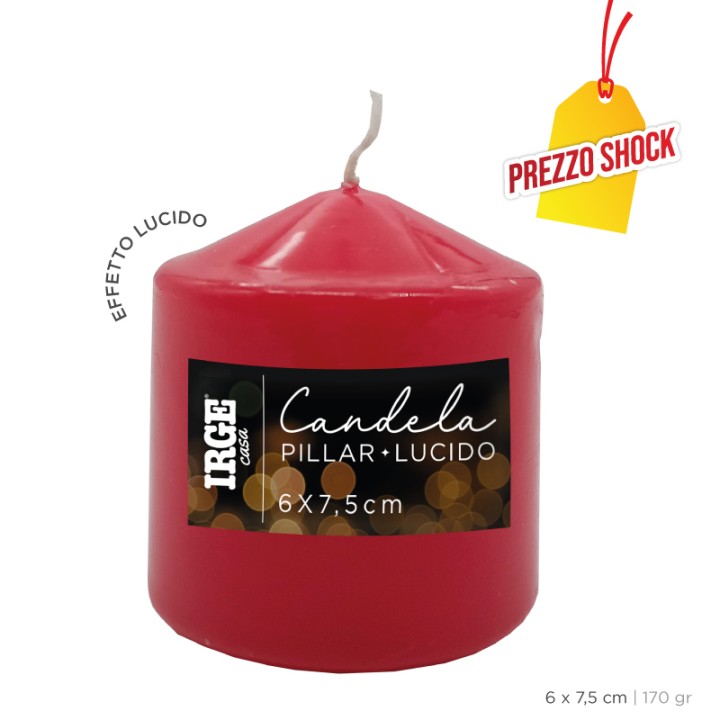BIA CANDELA PILLAR ROSSO LUCIDO 6X7.5 CM