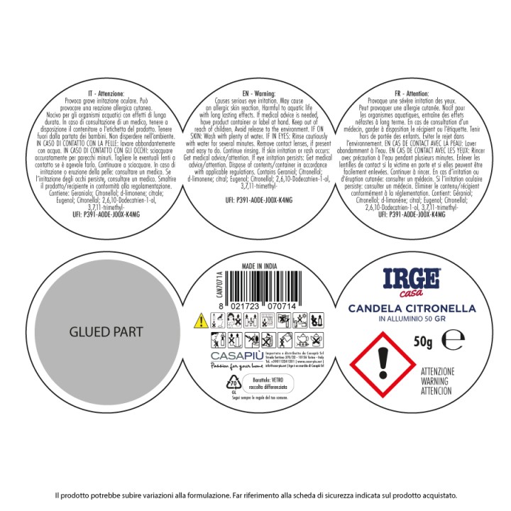 ABG CANDELA CITRONELLA ALLUMINIO 50GR