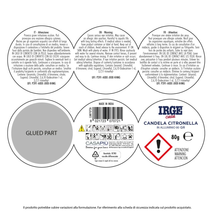 ABH CANDELA CITRONELLA ALLUMINIO 80GR