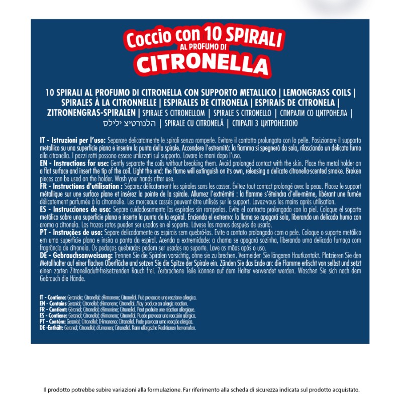 ABQ COCCIO + SPIRALI CITRONELLA 10 PZ