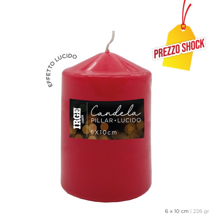 BJA CANDELA PILLAR ROSSO LUCIDO 6X10 CM