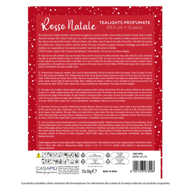 BBA SET 12PZ TEALIGHTS NATALIZIE 10GR ROSSO NATALE - GINGER BREAD