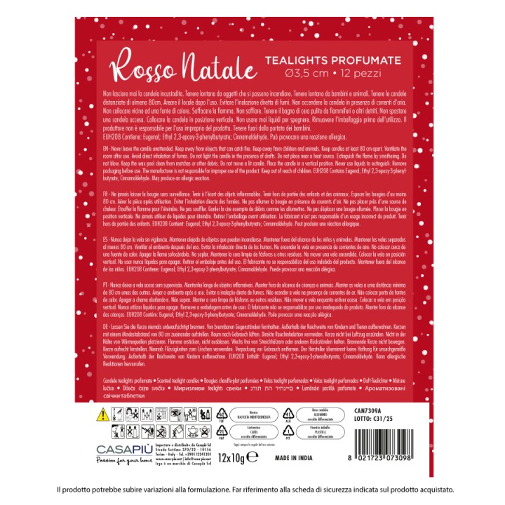 BBA SET 12PZ TEALIGHTS NATALIZIE 10GR ROSSO NATALE - GINGER BREAD
