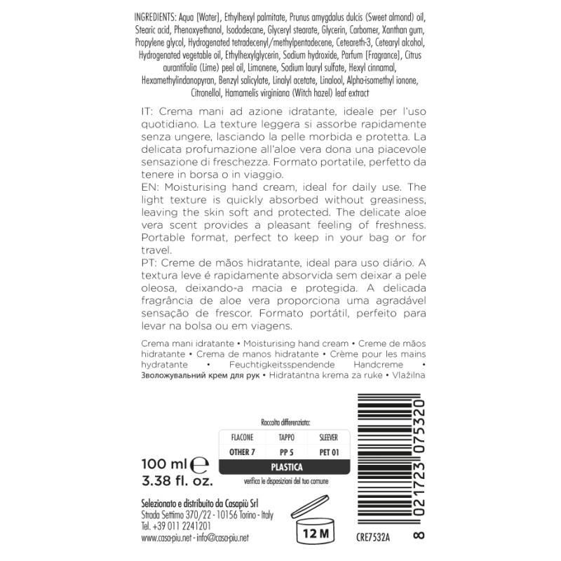 BDS CREMA MANI IDRATANTE ALOE VERA 100M