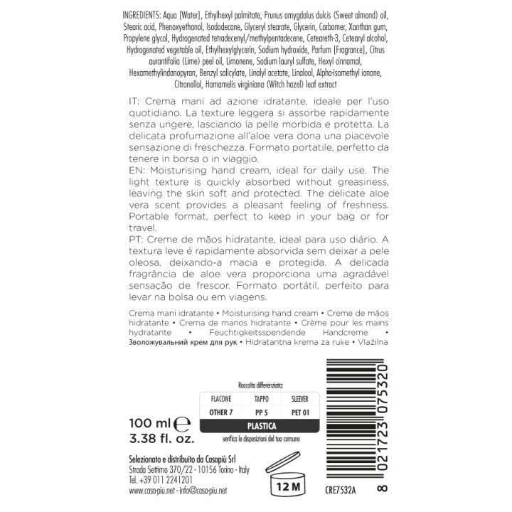 BDS CREMA MANI IDRATANTE ALOE VERA 100M