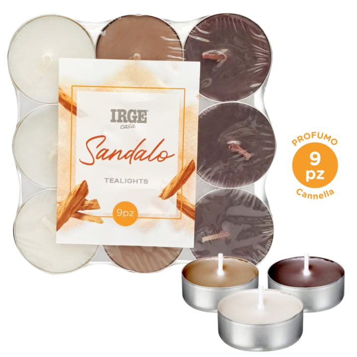 FDC TEALIGHT SFUMATE SANDALO 9 PZ