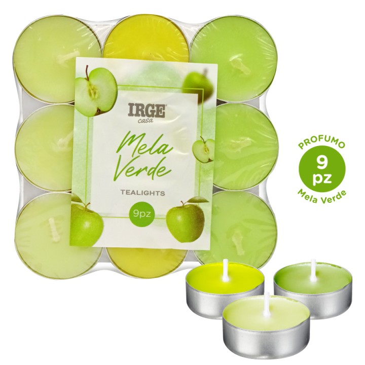 FDC TEALIGHT SFUMATE MELA VERDE 9PZ