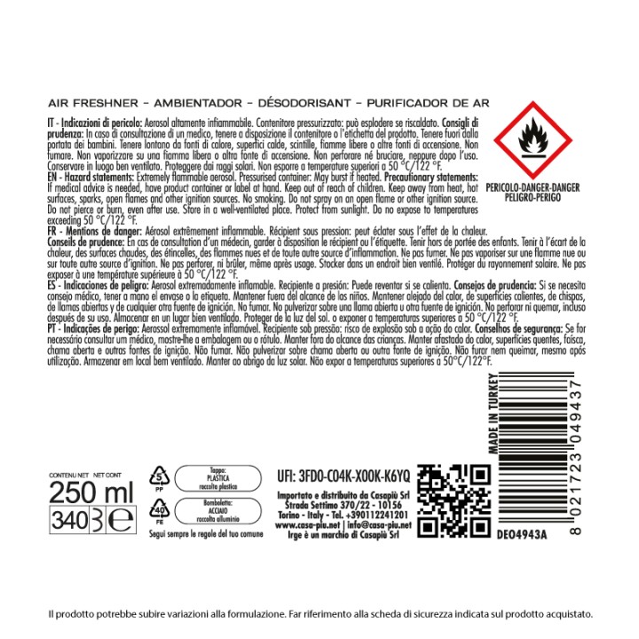 BGN DEO IRGE 250 ML VANIGLIA AUTOMATIC