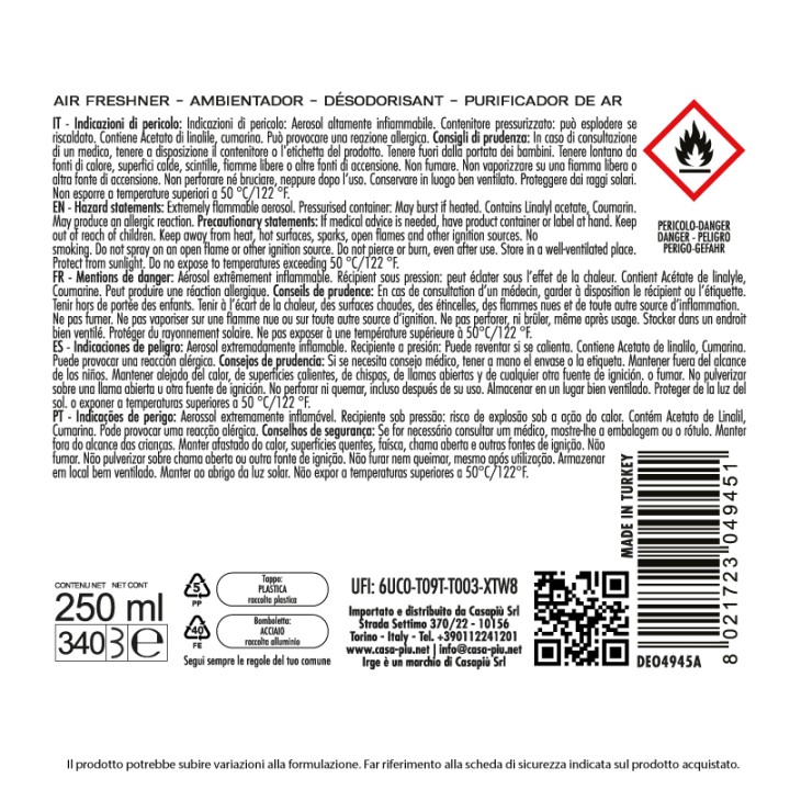 BFZ DEO IRGE 250 ML ANTISMOKE AUTOMATIC