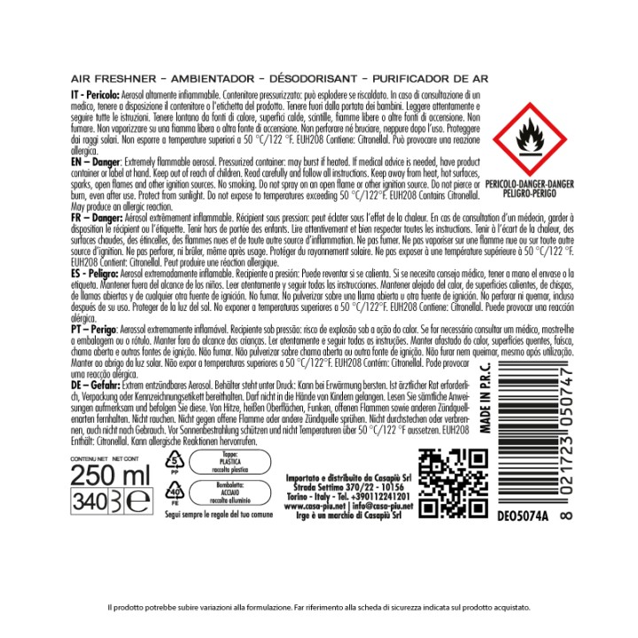 ACA DEO FARMALINE CITRONELLA 250 ML