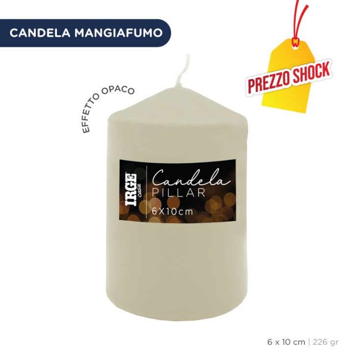 FEM CANDELA PILLAR AVORIO 6X10CM