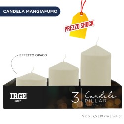 FEO SET CANDELE PILLAR AVORIO 5X5/7.5/10