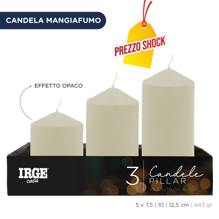 FEP CANDELE PILLAR AVORIO 5X7.5/10/12.5