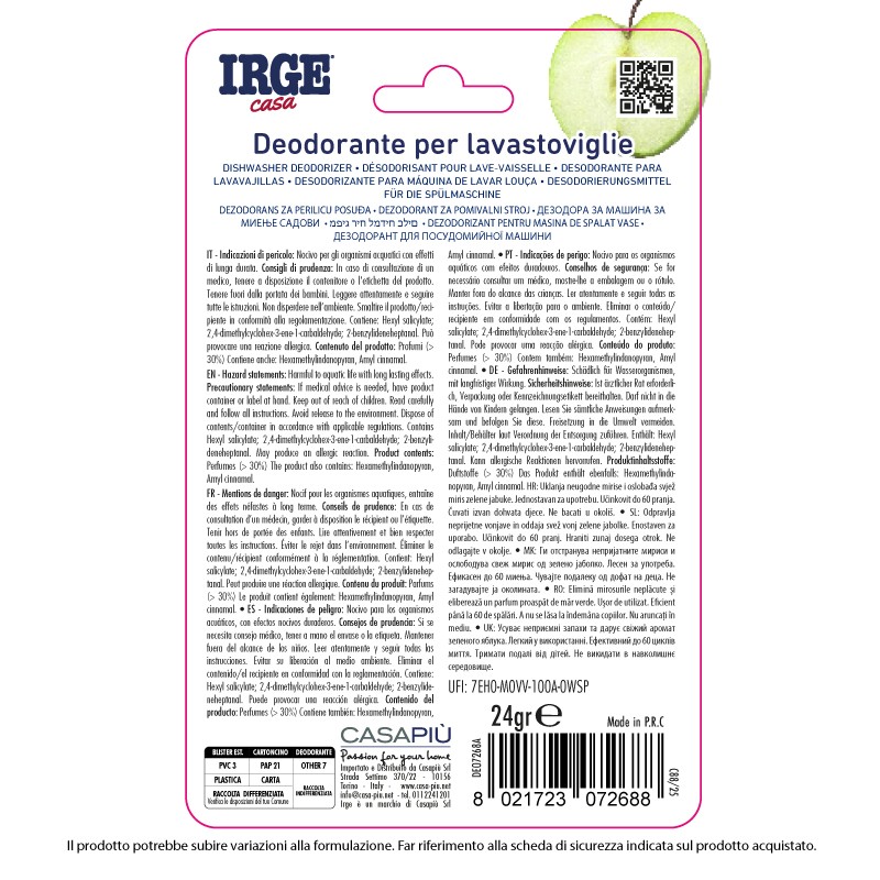 BNE DEO LAVASTOVIGLIE IRGE 1PZ MELAVERDE