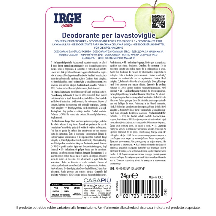 BNE DEO LAVASTOVIGLIE IRGE 1PZ MELAVERDE