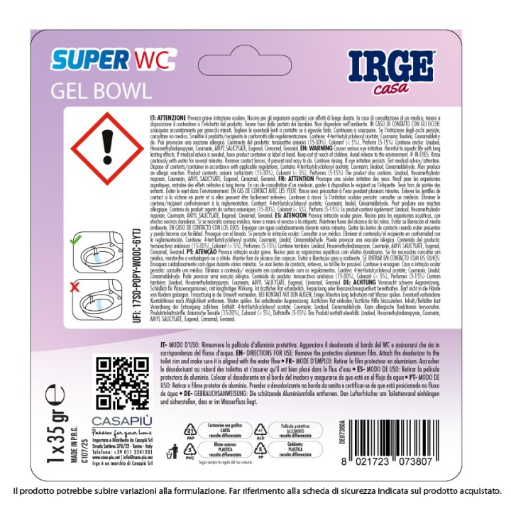 CAI DEO WC 5 BOWL SFUMATE lavanda