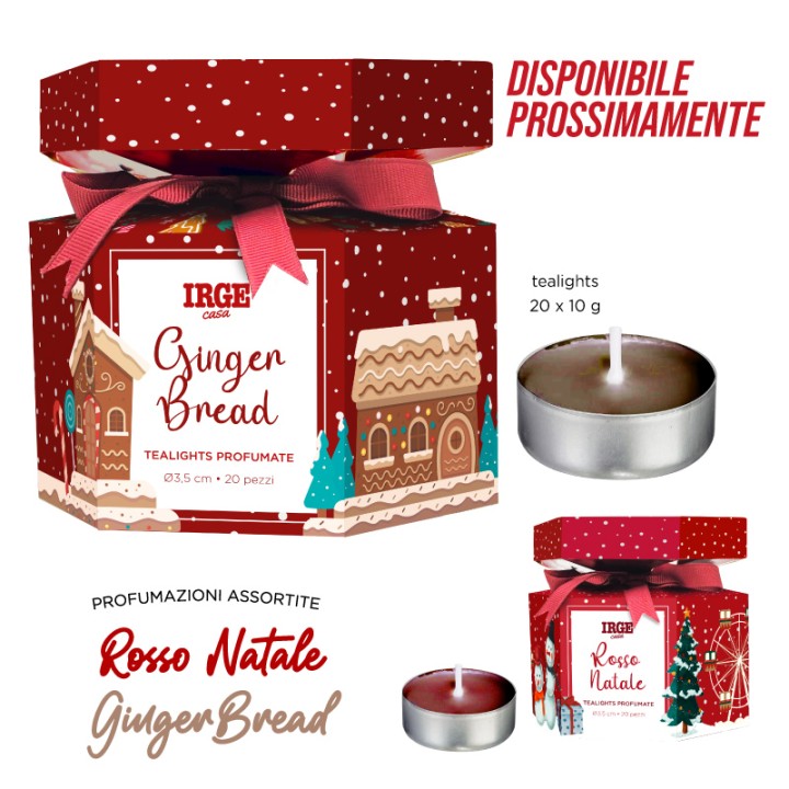 BAA SET CARAMELLA 20PZ TEALIGHTS 10GR ROSSO NATALE - GINGER BREAD