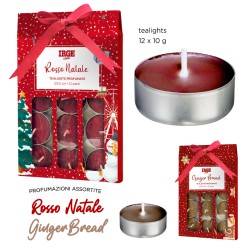 BBA SET 12PZ TEALIGHTS NATALIZIE 10GR ROSSO NATALE - GINGER BREAD