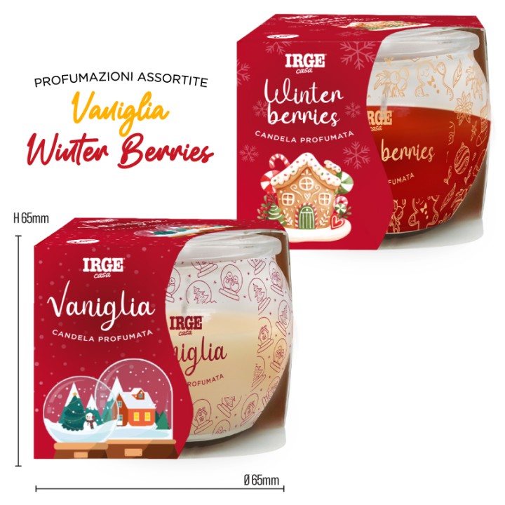 BQA CANDELA PROF ROTONDA 70GR NATALE VANILLA + WINTER BERRIES