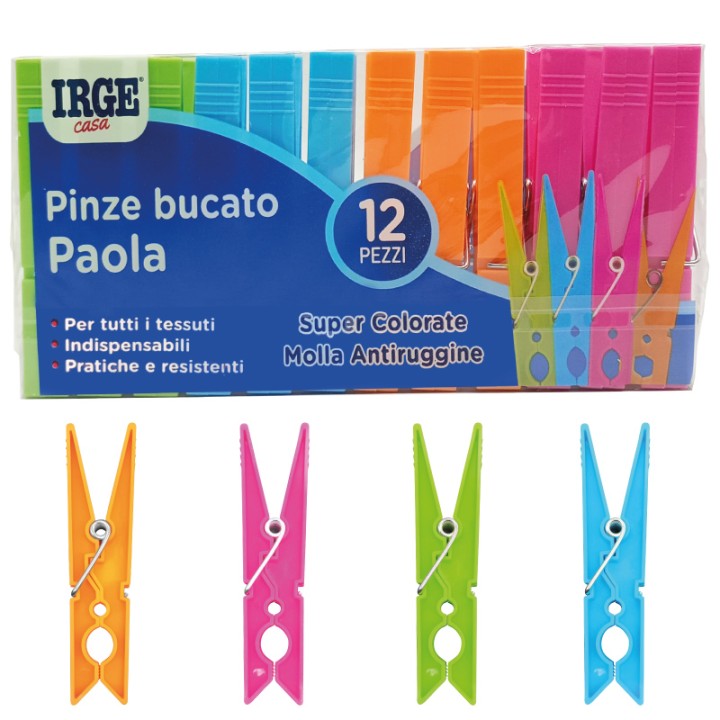 BNO PINZE BUCATO IRGE PAOLA 12PZ  MULTICOLOR